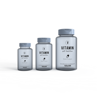Bouteille vide personnalisée pour compléments alimentaires et vitamines, 100cc, 120cc, 250cc, en plastique blanc, bleu, noir, avec bouchon sécurité enfant