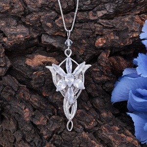 Collier chaîne en alliage de style européen et américain avec strass, motif <span class=keywords><strong>Anneaux</strong></span> du <span class=keywords><strong>Seigneur</strong></span>, Princesse Elfe, Étoile du Crépuscule, unisexe - Product Image 4