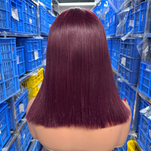 99J Bourgogne Bob Perruques Cheveux Humains 2x6 Dentelle Fermeture Perruque Vin Rouge Double Dessiné Os <span class=keywords><strong>Droite</strong></span> Dentelle Bob Perruques pour Femmes - Product Image 3