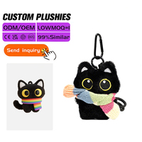 Porte-clés en peluche brodé personnalisé OEM ODM, mini chat en peluche super doux, pendentif pour sac, décoration de Noël