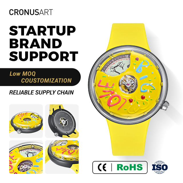 Cronusart New Limited Edition Tourbillon Men's Mechanical Watch Hangzhou Titanium Case Sapphire Crystal Dial Rubber Power