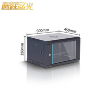 Armoire serveur murale 6U, rack réseau ventilé, enceinte en acier murale avec portes vitrées pour centre de données