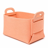 Organisateur de bureau en feutre couleur macaron moderne, boîte de rangement rectangulaire pour bureau, panier en feutre doux avec poignées robustes