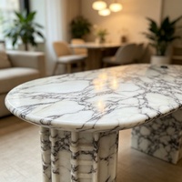 Table à manger ovale pliable moderne en marbre naturel, meubles en pierre solide, bureau décoratif en marbre