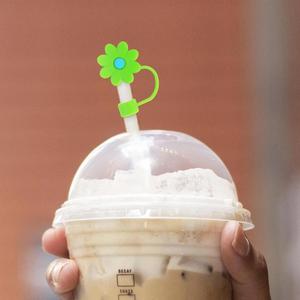 Food Grade Flower Pattern Cartoon <b>Reusable</b> Proof Dust Cover Cap Custom Designer Silicone Christmas <b>Straw</b> Cover Topper Charms - Product Image 5