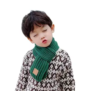 Autumn and Winter Children's Scarves Student Children Boys Girls' Scarves Versatile Warm Knitted Woolen Short Cute Baby Scarf