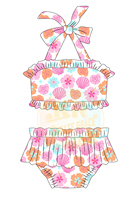 Venta al por mayor de moda de 2 piezas niño niña traje de baño estampado floral traje de baño para el verano ropa de playa niños Bikini traje de baño deportivo