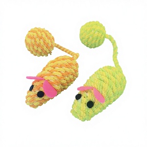 Giocattolo per cani con coda di topo intrecciata colorata e palla, cigolante, in corda resistente - Product Image 5