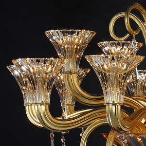 VH Sang Trọng Đơn Giản Châu Âu Nhà LED Đèn Chùm Pha Lê & Tất Cả Đồng Vàng Ánh Sáng Cánh Tay Trần Treo Có Thể Điều Chỉnh Chiều Cao - Product Image 5