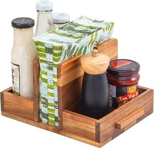 Comptoir de cuisine à domicile décor de table à manger porte-serviettes en bois étagère à épices organisateur caddie de rangement - Product Image 1