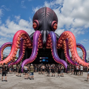 Equipo Publicitario, Decoración para Eventos, Modelo Inflable de Pulpo de Dibujos Animados con Temática Oceánica, Escenario Inflable para DJ - Product Image 2