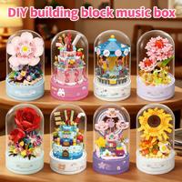 Enfants éducatifs boîte à musique blocs de construction bricolage Kit d'assemblage ABS plastique Transparent anti-poussière couverture Construction jouet