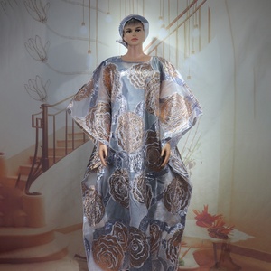 Conjunto de vestido de iglesia de dos piezas Nigeriano para mujeres africanas nuevo modelo Boubou bordado tinte de pavo ropa de talla grande incluyendo - Product Image 5