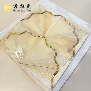 Mosaico de Mármol Blanco Ónix de Lujo, Diseño Único en Forma de Abanico, para Decoración de Interiores de Hoteles, Salones, Dormitorios y Paredes de <span class=keywords><strong>Fondo</strong></span> - Product Image 3
