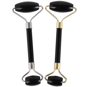 Rullo in <span class=keywords><strong>Pietra</strong></span> di Ossidiana Nera Cristallina, Massaggiatore Facciale Anti-Invecchiamento - Product Image 1
