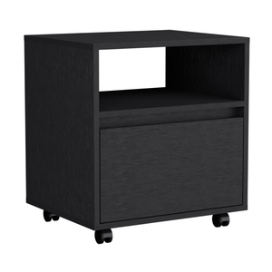 Austin Nightstand Single <b>Drawer</b> Black With Casters Storage <b>Table</b> <b>Side</b> <b>Table</b> - Product Image 6