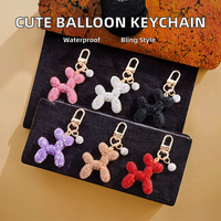 Offre Spéciale – Adorable Pendentif Chien Ballon Entièrement Strassé, Porte-clés Métallique en Forme d'Animal pour Couples