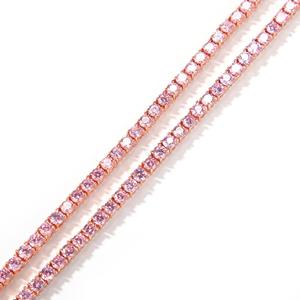4 millimetri Pieno Rosa CZ Tennis Catena Della Collana Cubic Zirconia Donne Rapper Del Choker Della Collana Del Bambino di Rosa Dei Monili - Product Image 2