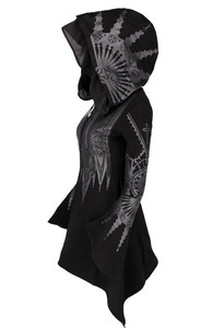 Sudadera Larga con Capucha Estilo Punk Gótico Unisex en Negro Oscuro, con Estampado de Vaca, para Otoño e Invierno, de Poliéster, para Disfraces de Halloween y Películas de Televisión - Product Image 2