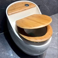 WC monobloc en porcelaine à chasse siphonique sur pied, WC rond en forme d'œuf pour la salle de bain