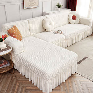 Funda de Sofá Acolchada de Color Sólido, Cobertura Total Antideslizante, Tela de Poliéster para Sala de Estar, Juego de Chaise Longue - Product Image 4