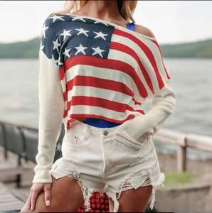 Pull tricoté à manches longues pour femmes américain printemps automne commerce extérieur pull transfrontalier femmes tissu en gros - Product Image 1