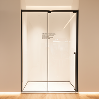 Cabine de douche coulissante moderne à cadre carré brossé en acier inoxydable pour appartement et hôtel, verre trempé, écologique
