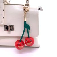 Cherry Resin Pendant Light Keychain Cartoon Pattern Lightweight Flexible Plastic Bag <strong>Charms</strong> for Car Ornaments Women's