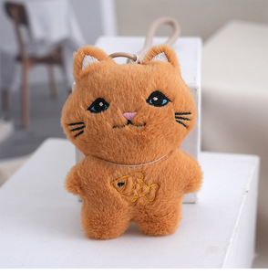 Al por mayor: Llavero de peluche de gato <span class=keywords><strong>mini</strong></span> lindo con forma de pez, colgante para bolso, muñeco de gatito esponjoso, accesorio colgante para mochila - Product Image 6