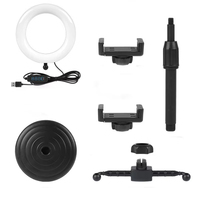 Anneau lumineux LED de 6 pouces avec trépied pour diffusion en direct mobile, maquillage, photographie, lumière d'appoint, support de téléphone double position pour selfies