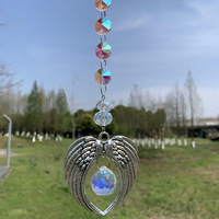 Attrape-soleil en cristal en forme d'aile d'ange, prisme de vitrail, attrape-soleil pour voiture, breloques pour rétroviseur, ornement suspendu, souvenir