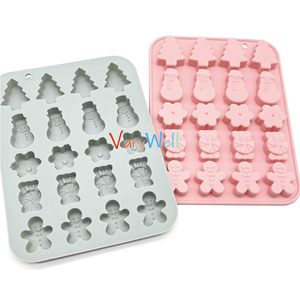 2024 nouveau noël de qualité alimentaire silicone four sûr gâteau décoration arbre de noël biscuit <span class=keywords><strong>fondant</strong></span> bonbons 3D bonhomme de neige chocolat moule - Product Image 1