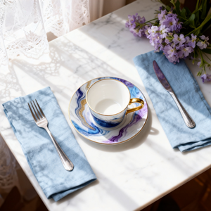 Set di Tazze da Caffè in Porcellana Bone China con Manico Dorato Personalizzato, Tazze e Piattini per Tè Dipinti a <span class=keywords><strong>Olio</strong></span> Ecologici per Regalo - Yayu Gao - Product Image 2