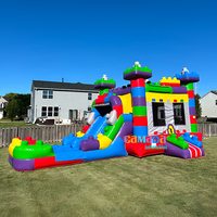 Bloc de construction blocs de maison de rebond Combo toboggan aquatique Gonfiabili Hpfburg aire de jeux gonflable en plein air pour les enfants