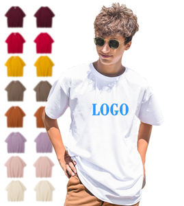 รับพิมพ์โลโก้ตามสั่ง ขายส่ง เสื้อยืดเปล่า 220 GSM ผ้าฝ้าย 100% คุณภาพสูง เสื้อยืดโอเวอร์ไซส์เรียบง่ายสำหรับผู้ชาย - Product Image 1
