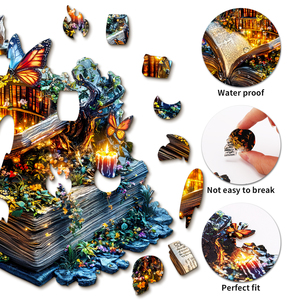 Magical Owl Open <b>Book</b> Shaped Wooden Jigsaw Puzzle Adult Stress Relief Toy For Home Decor Bookstore Wholesale Gift - Product Image 6