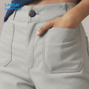 <span class=keywords><strong>Pantalon</strong></span> droit à jambes larges pour femmes <span class=keywords><strong>Pantalon</strong></span> baggy de bureau en coton et lin personnalisé de haute qualité <span class=keywords><strong>Pantalon</strong></span> et <span class=keywords><strong>pantalon</strong></span> pour femmes - Product Image 2