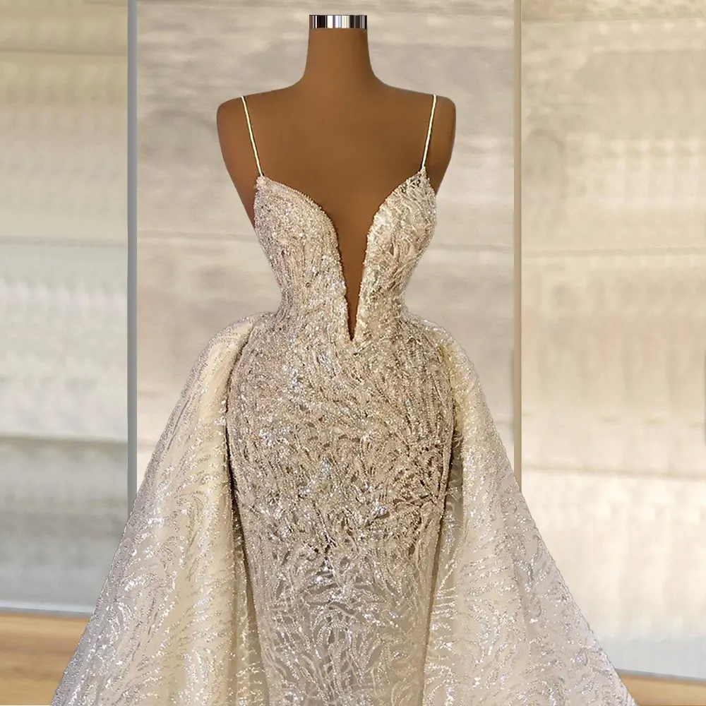 Elegant Off Shoulder Lace Vestidos De Novia Beaded Casual Dresses Formal Bling Dress Abiti Da Sposa Wedding Dresses
