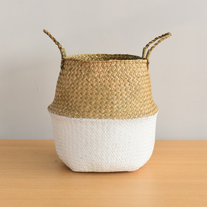 Handmade Woven Basket Round Straw <b>Bamboo</b> Plant <b>Pot</b> For Home Decor Standing Type - Product Image 3