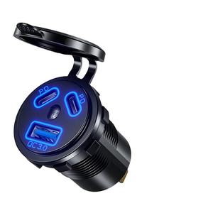 12v/24v यूएसबी आउटलेट 108 डब्ल्यू <span class=keywords><strong>3</strong></span> पोर्ट डुअल पीडी 45w यूएसबी सी कार चार्जर सॉकेट और वोल्टमीटर पावर स्विच के साथ यूएसबी चार्जर <span class=keywords><strong>3</strong></span>.0 त्वरित चार्ज - Product Image 1