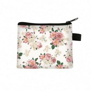 กระเป๋าใส่เหรียญนักเรียนลายพิมพ์น่ารักสำหรับเด็กผู้หญิง ทำจากโพลีเอสเตอร์ ใส่เหรียญและของจุกจิก ลายดอกไม้ - Product Image 1