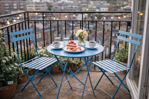 Conjunto de <span class=keywords><strong>Bistro</strong></span> Plegable de Metal Premium, Mesa y Sillas de Jardín para 2 Personas, para Patio, Balcón y Uso en Exteriores - Product Image 5