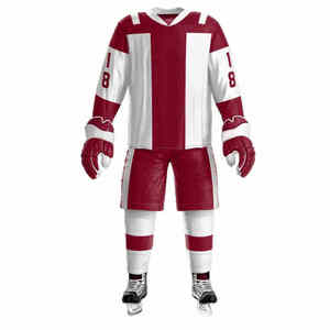 Ensembles d'uniformes de hockey sur glace en polyester de qualité supérieure conçus sur mesure avec uniforme de hockey sur glace d'impression de nom d'équipe OEM - Product Image 6