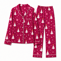 Ensemble de pyjamas assortis pour la famille, col rabattu, motif arbre de Noël blanc, en polyester, pour hommes, femmes et enfants