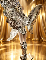 Costume de scène en coton à paillettes miroir argentées pour spectacle de danse chinoise, tenue de défilé pour événements de club et artistes