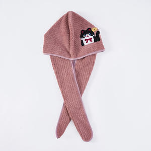 Asciugamano per capelli da donna in velluto corallo ad asciugatura rapida con fessura per capelli avvolgente in microfibra asciugamano per capelli ricci - Product Image 6