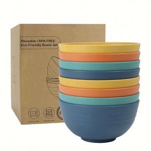 Vaisselle en Fibre de Paille de Blé pour Enfants, Lot de 8 Pièces, Assiettes et Bols, Vente en Gros Chine - Product Image 1