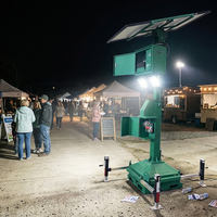 Tour de sécurité solaire portable hors réseau, mât à treuil manuel de 4 m, panneau solaire de 420 W pour la surveillance des stades