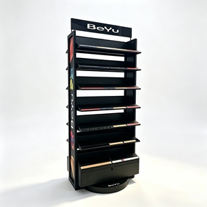 Metal Cosmetic <b>Display</b> Furniture <b>Rotatable</b> Freestanding Retail <b>Display</b> Rack With Storage Cabinet - Product Image 1