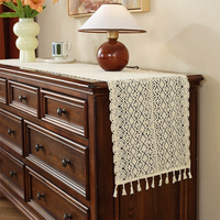 Chemin de table vintage rustique blanc en polyester, motif végétal brodé simple, durable, décorations de table à manger de style campagnard